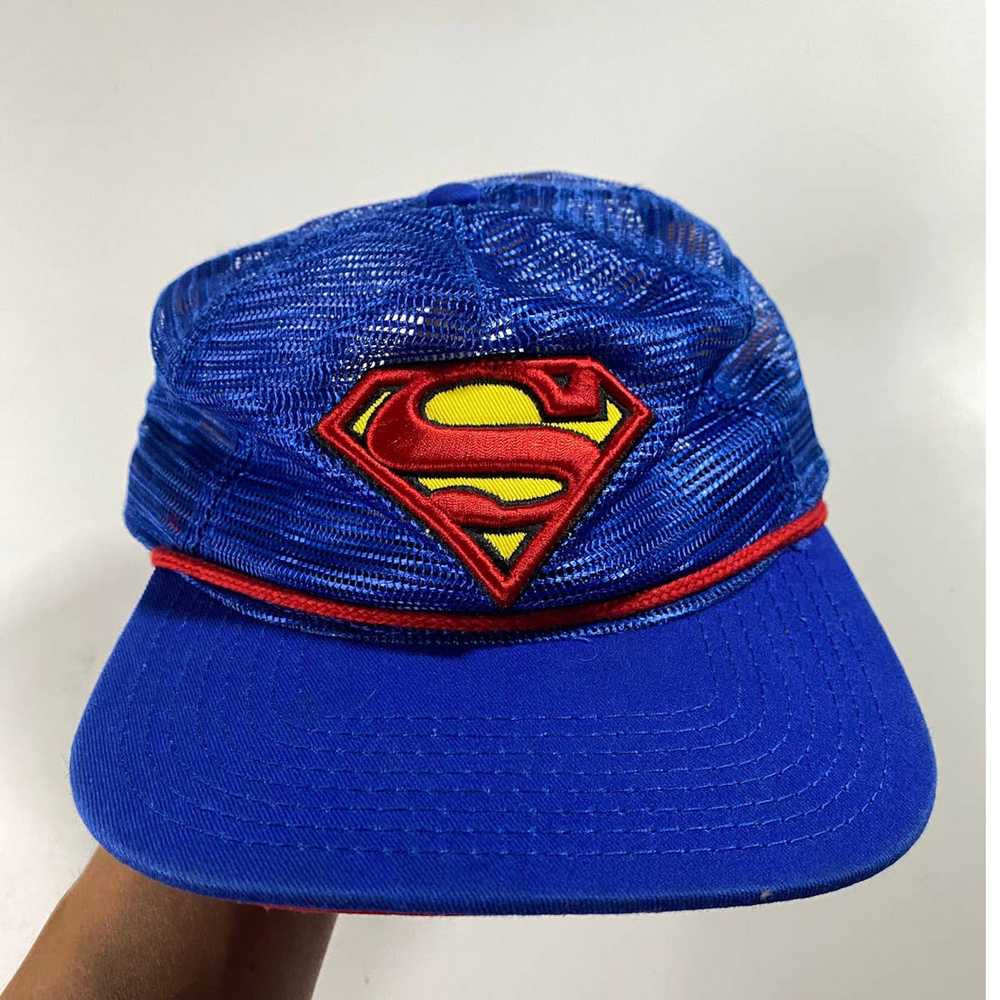 Dc Comics Vintage Superman Hat Blue Stitched Snap… - image 5