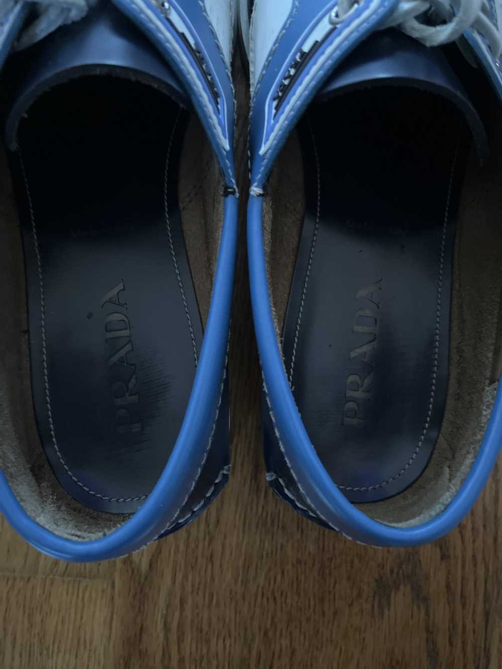 Prada Prada Blue Leather Boat Shoes - image 5