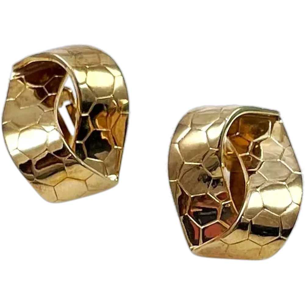 Crown Trifari Gold Vintage Clip On Earrings 1950's - image 1