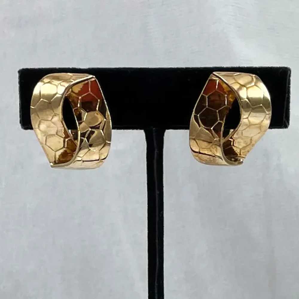 Crown Trifari Gold Vintage Clip On Earrings 1950's - image 2