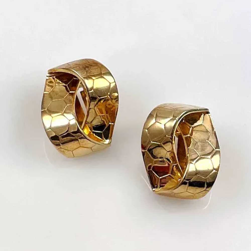 Crown Trifari Gold Vintage Clip On Earrings 1950's - image 3