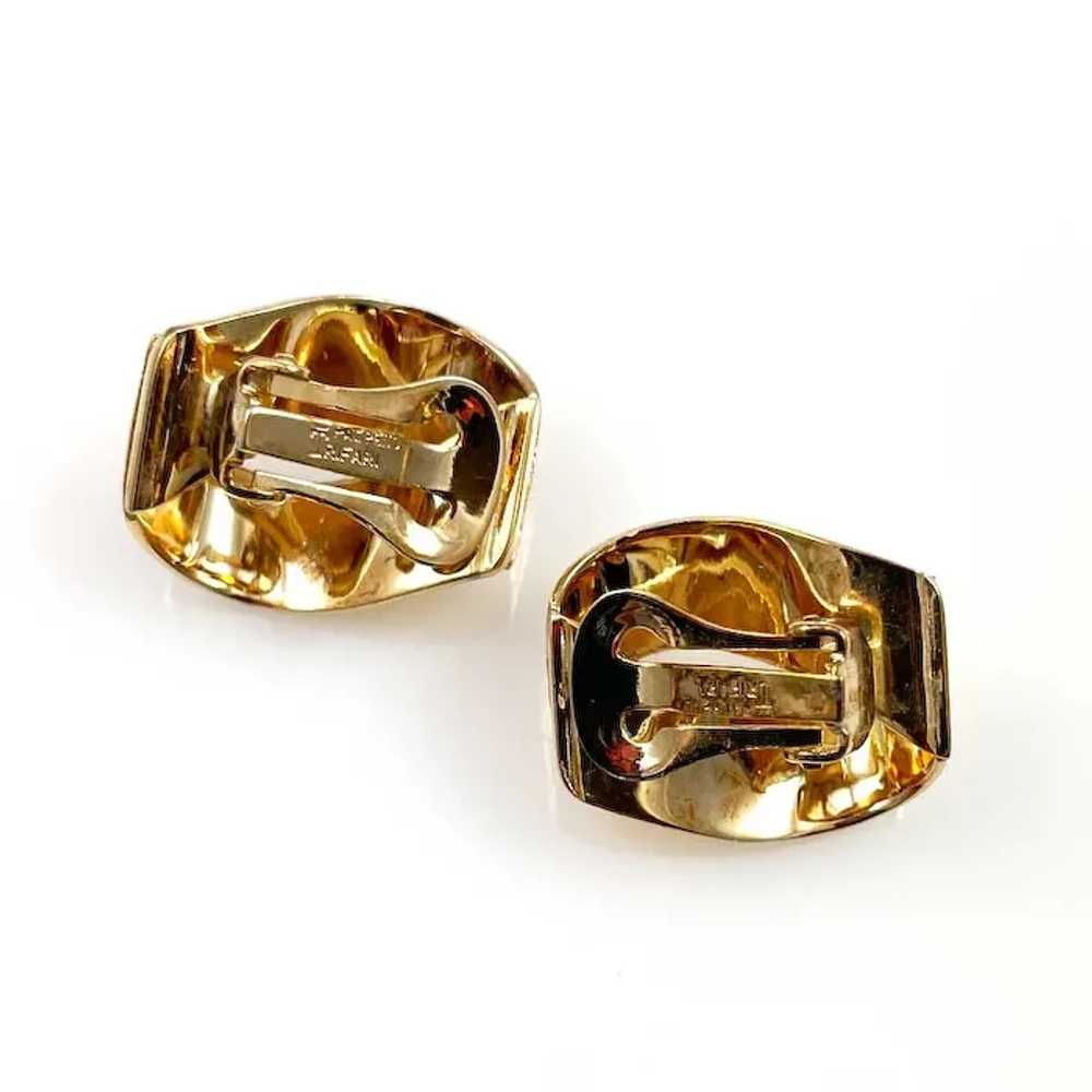 Crown Trifari Gold Vintage Clip On Earrings 1950's - image 5