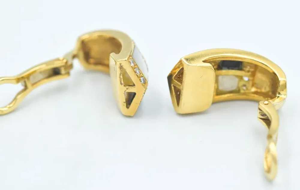 18k MoP Onyx Diamond Earrings - image 4