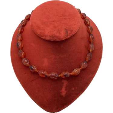 Vintage Carved Carnelian Bead Necklace - image 1