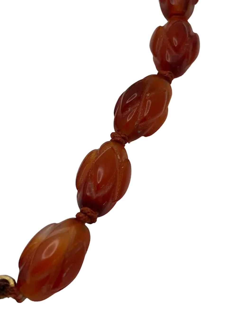 Vintage Carved Carnelian Bead Necklace - image 7