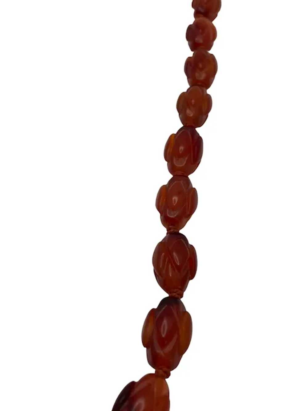 Vintage Carved Carnelian Bead Necklace - image 8