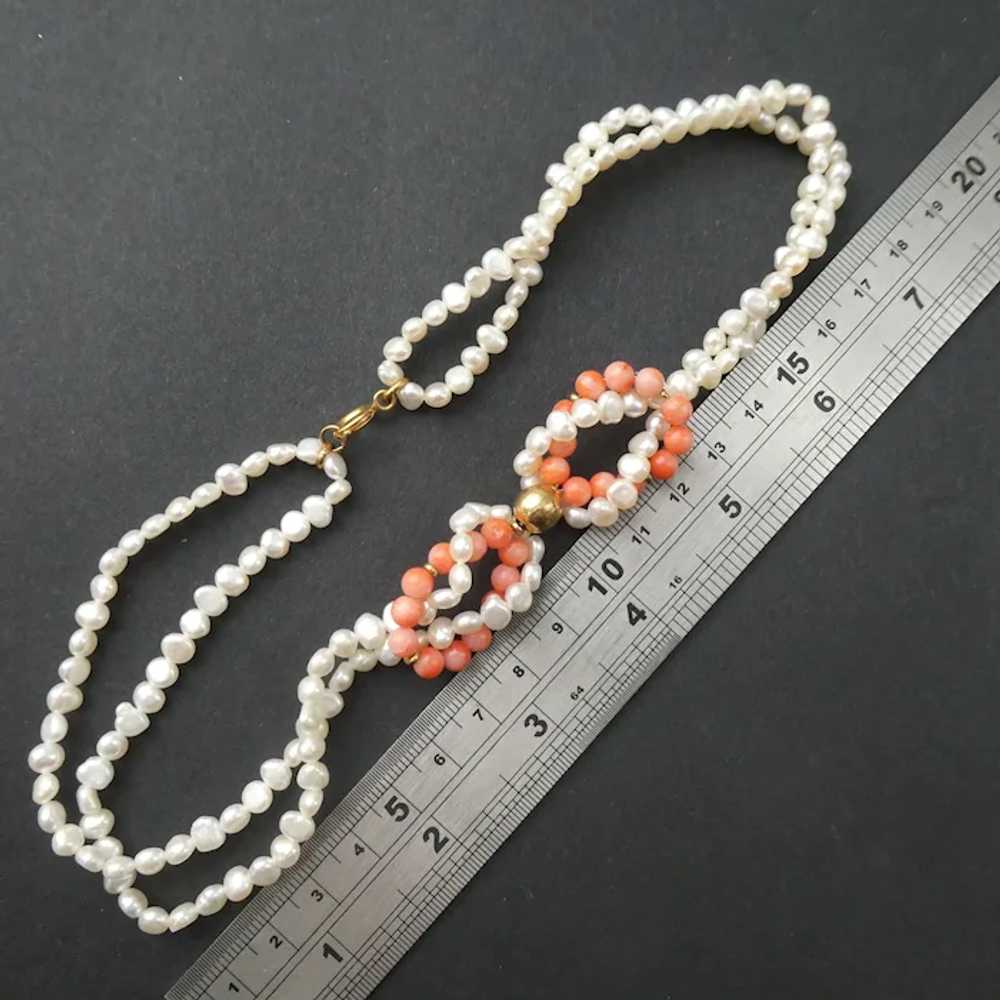 Vintage Coral Pearl Necklace, Pink Angel Skin Med… - image 9