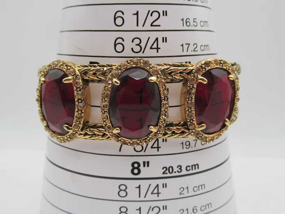 Monet Oval Red Rhinestone Open Clamp Bracelet - image 4