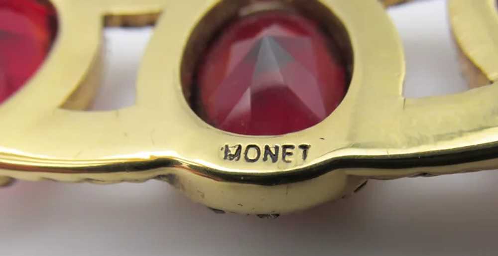 Monet Oval Red Rhinestone Open Clamp Bracelet - image 5