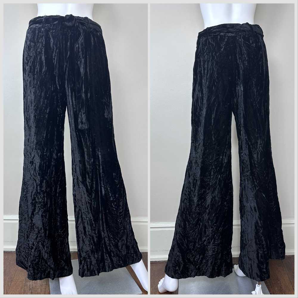 1970s Black Velvet Pants, Panther Size Medium - image 1