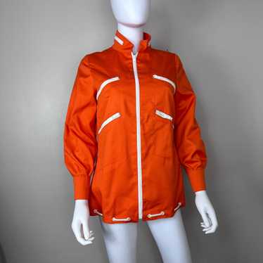 1970s Orange Mod Jacket with Zippers, Harvé Benar… - image 1