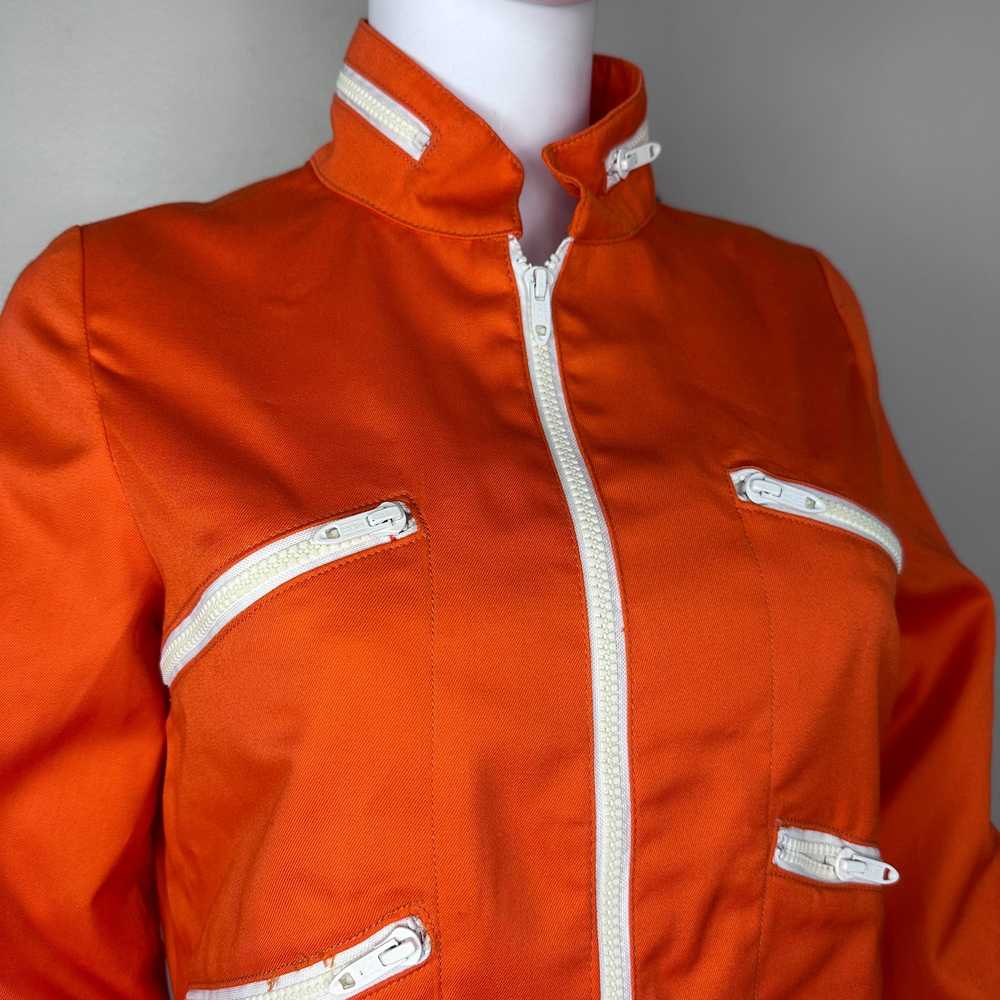 1970s Orange Mod Jacket with Zippers, Harvé Benar… - image 2