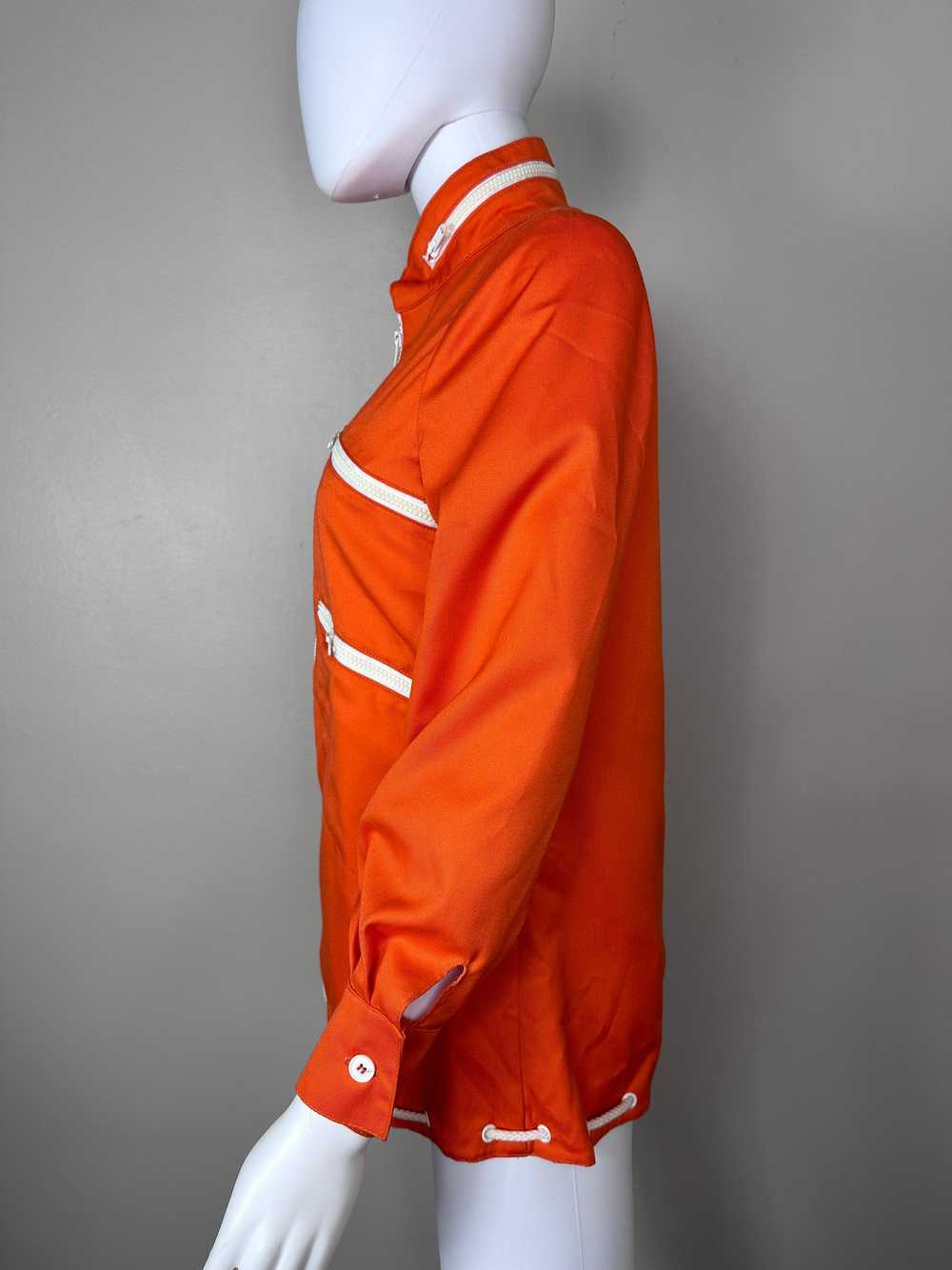 1970s Orange Mod Jacket with Zippers, Harvé Benar… - image 3