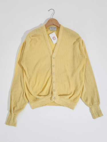 Vintage 1990s Jefflinks Yellow Knit Caridgan Sz. L