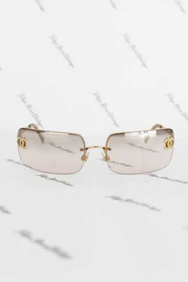 Vintage Chanel Light Brown Tinted Sunglasses Rhin… - image 1