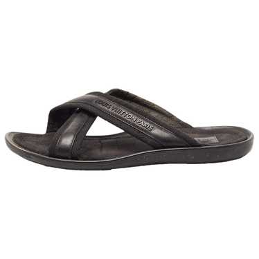 Louis Vuitton Black Damier Leather Flat Thong Sandals Size 43 Louis Vuitton