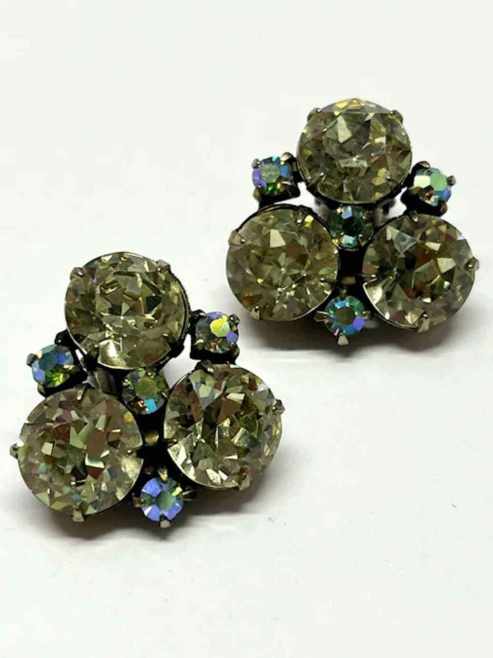 Vintage Glass Rhinestone Earrings - image 3