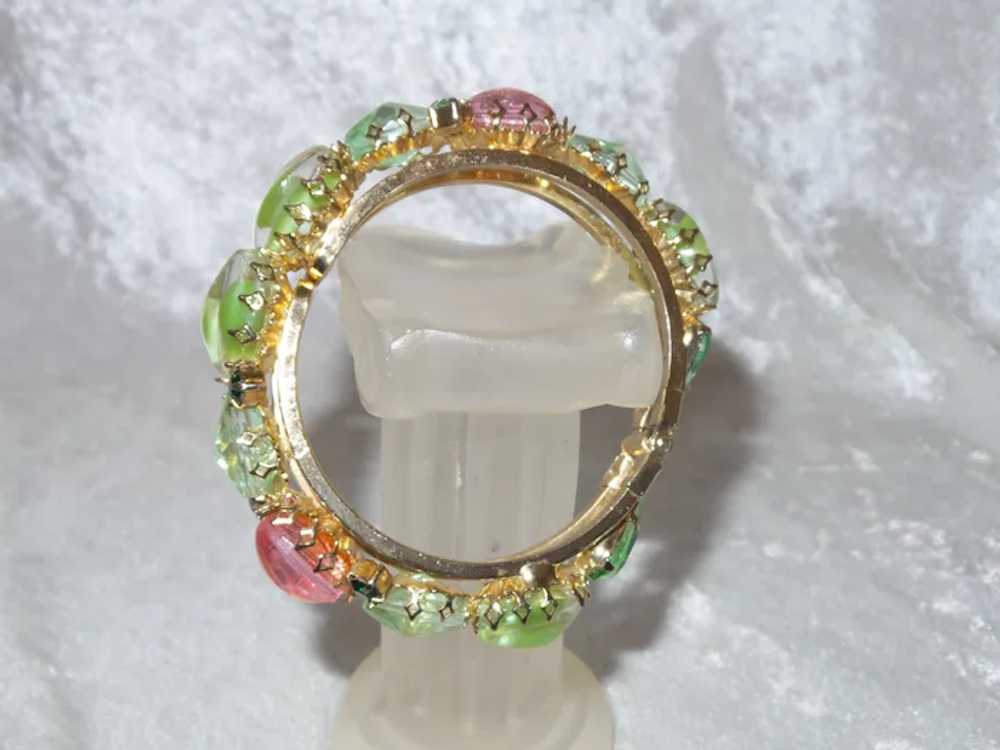 Juliana Molded Art Glass Hinged Bracelet with Rhi… - image 2