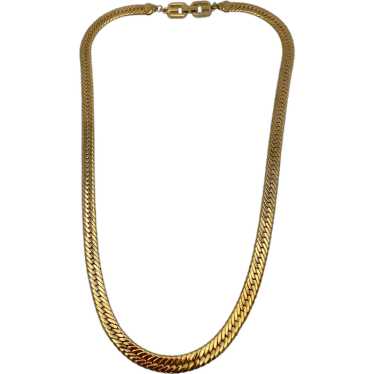 Vintage Givenchy Gold Plated Herringbone Necklace