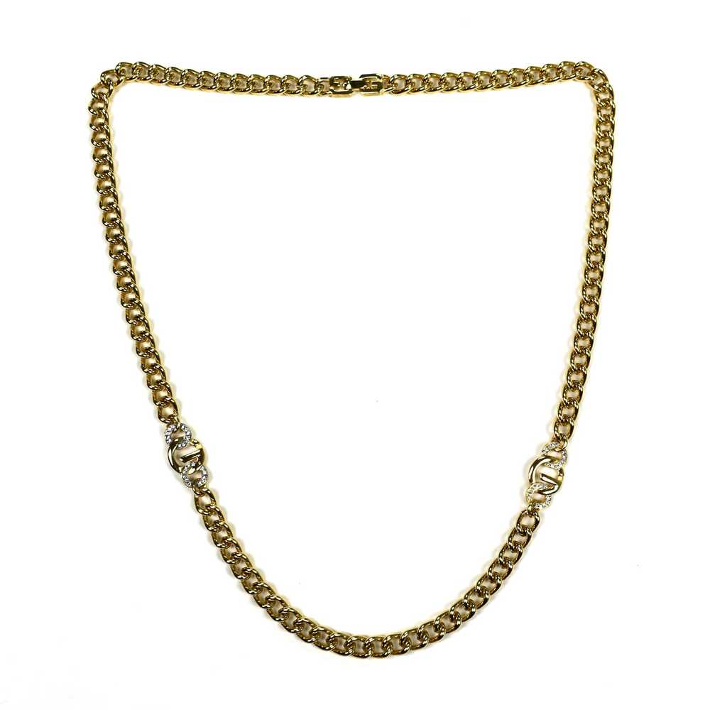 Givenchy Givenchy 25.5" Gold Crystal Logo Link Ch… - image 1