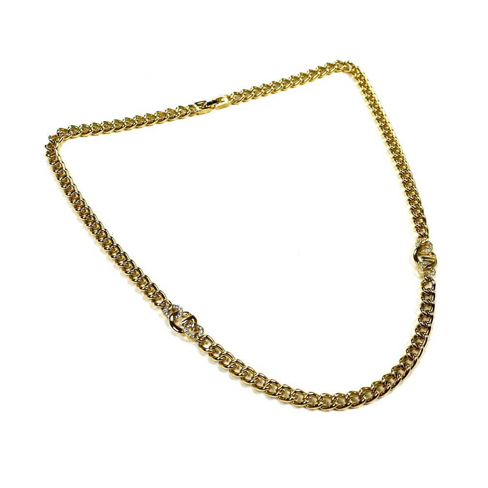 Givenchy Givenchy 25.5" Gold Crystal Logo Link Ch… - image 3