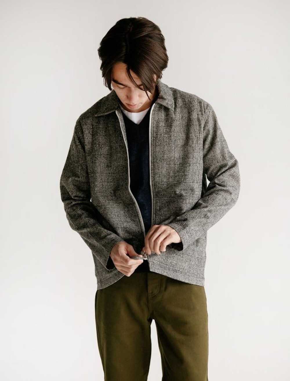 Tres Bien Wool Check Zip Blouson in Grey (48 / M) - image 1