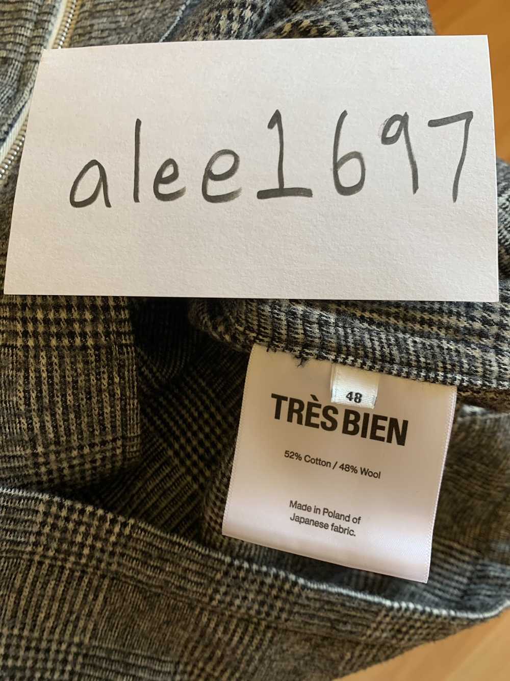 Tres Bien Wool Check Zip Blouson in Grey (48 / M) - image 4