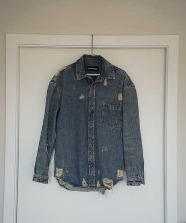 The Kooples Distressed Denim Shirt Jacket