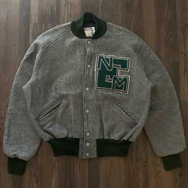 Vintage 80s 90s Delong Black Green Varsity Letterman Jacket Size XL Extra  Large