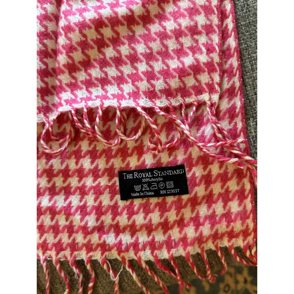 Streetwear SOFT Pink & White Houndstooth Scarf - … - image 2
