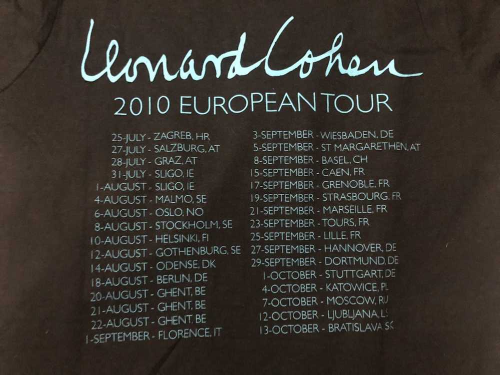 Band Tees × Streetwear Leonard Cohen 2010 Europea… - image 4