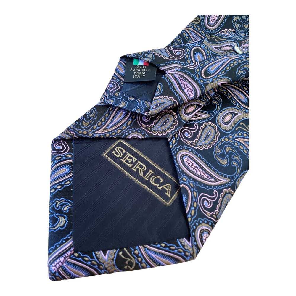 Serica SERICA Black Paisley Silk Tie Made In Ital… - image 6