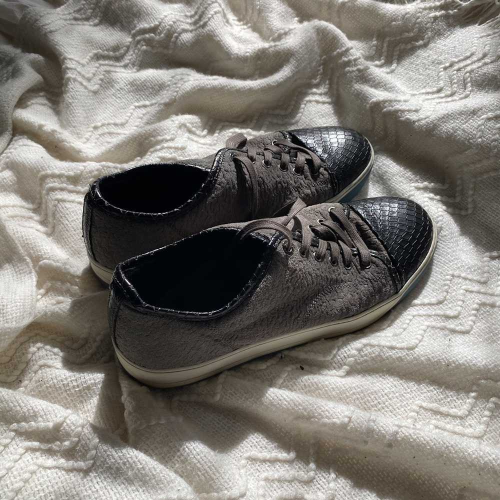 Lanvin LANVIN Textured Suede + Snakeskin Sneaker - image 2