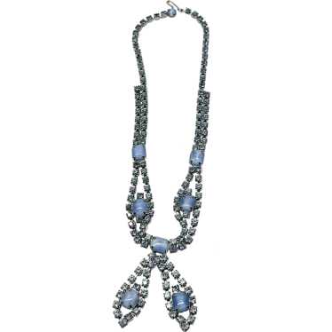 Vintage Blue Rhinestone Collar Necklace - image 1