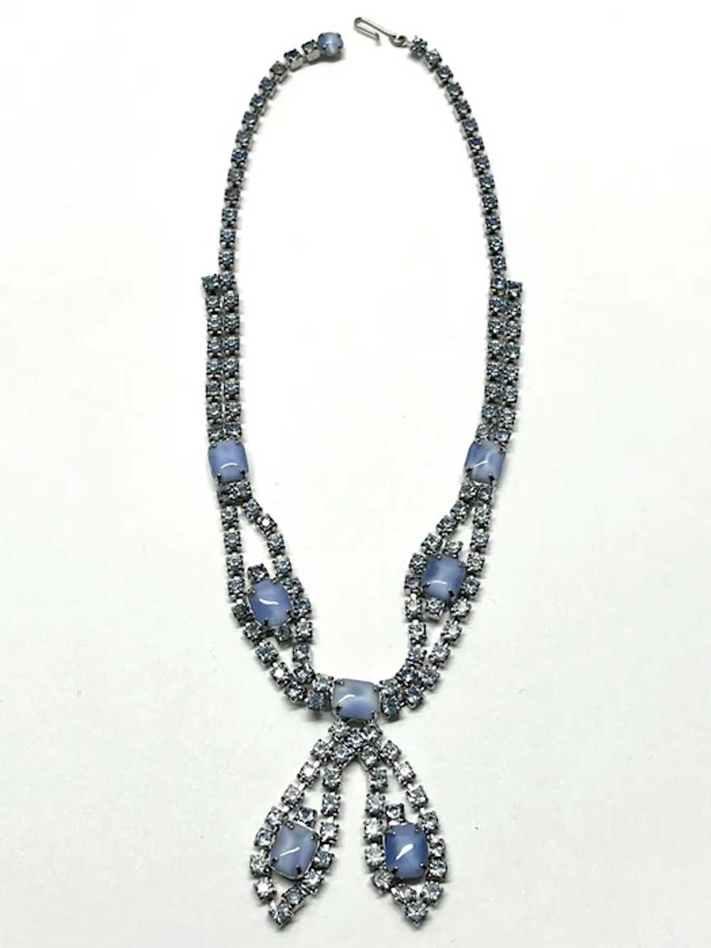 Vintage Blue Rhinestone Collar Necklace - image 2