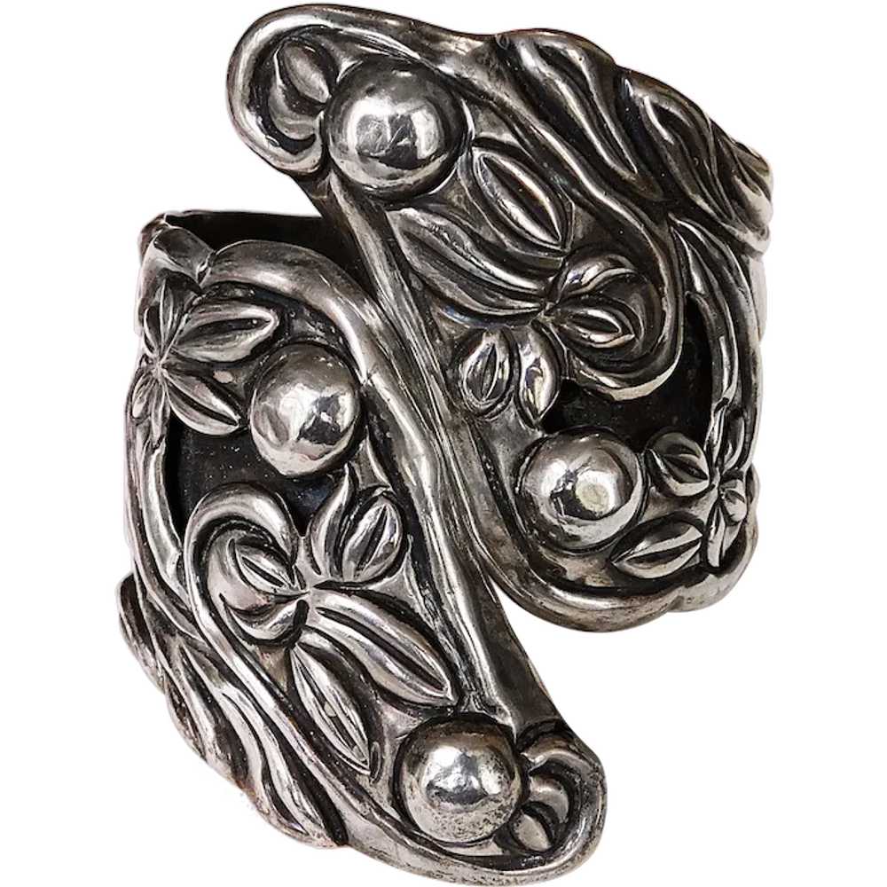 Fabulous MEXICAN STERLING Wide Hinged Clamper Bra… - image 1