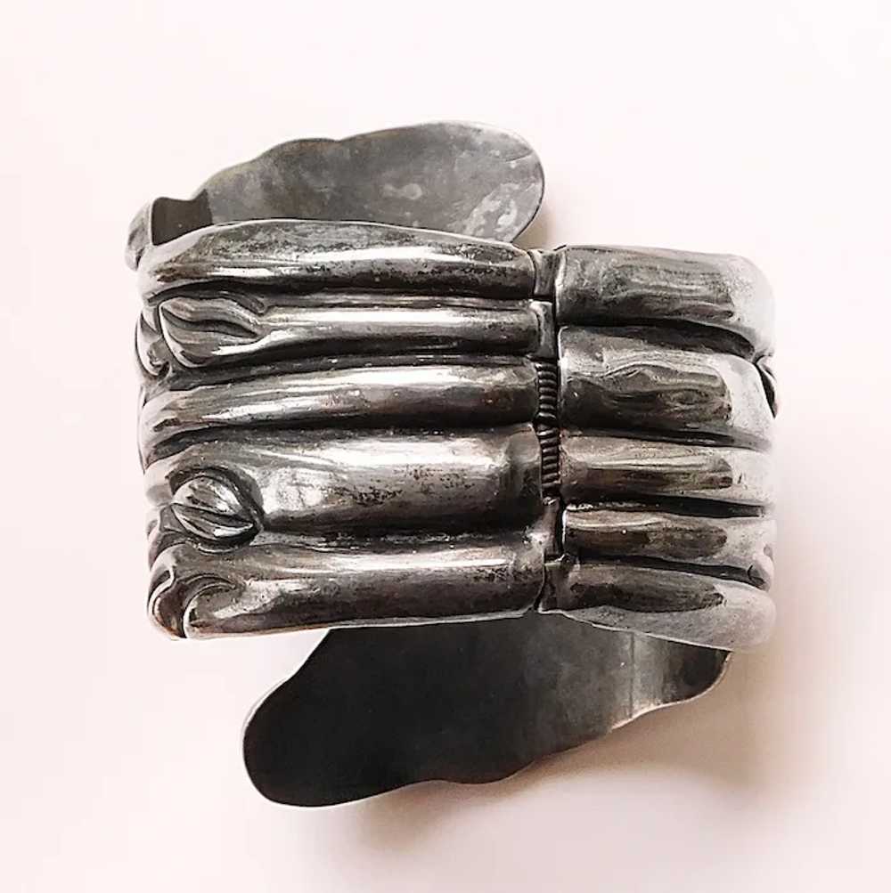 Fabulous MEXICAN STERLING Wide Hinged Clamper Bra… - image 2