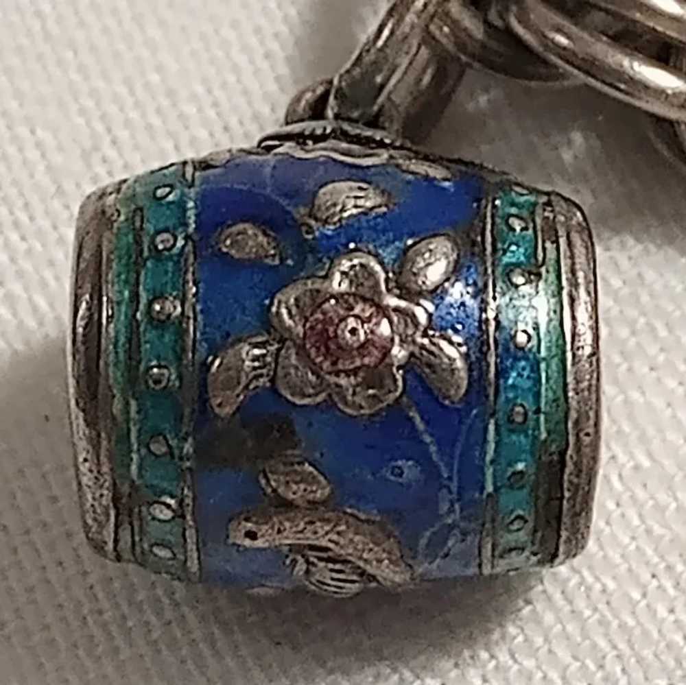 Chinese sterling silver charm bracelet carved jad… - image 10