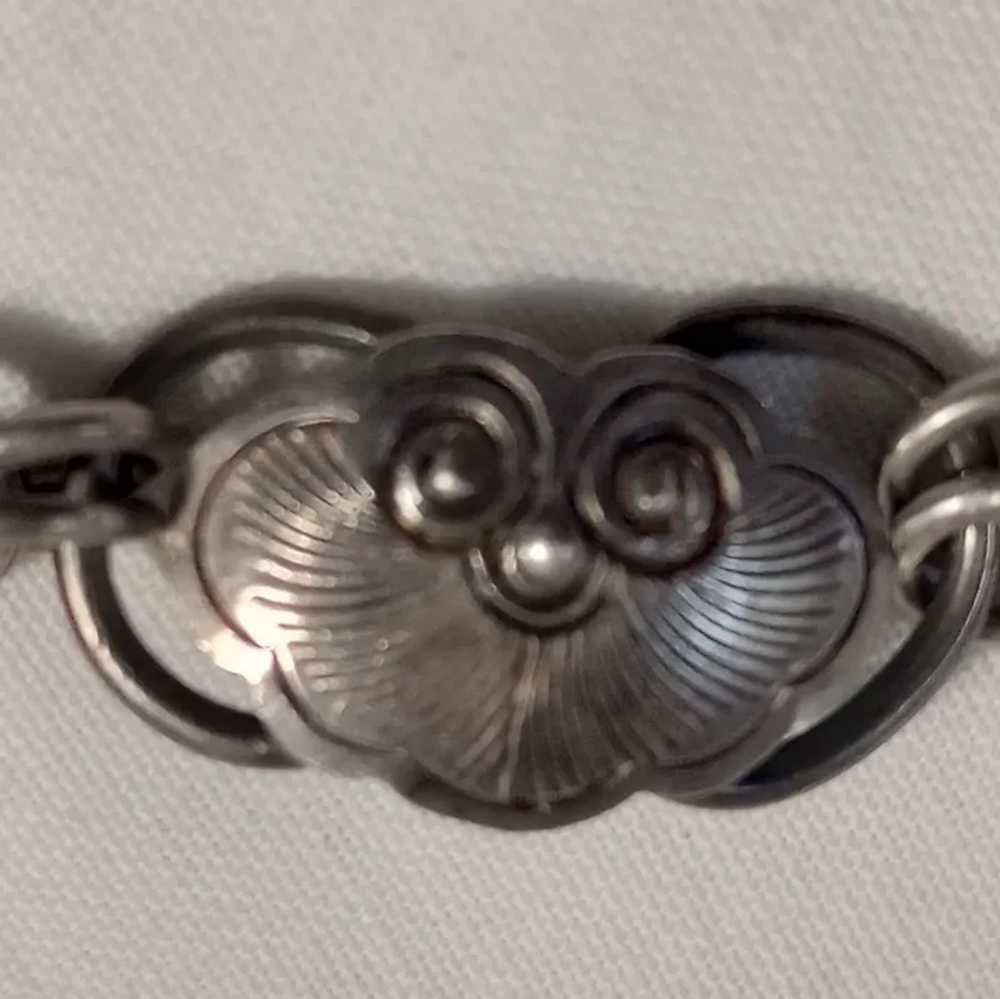 Chinese sterling silver charm bracelet carved jad… - image 2