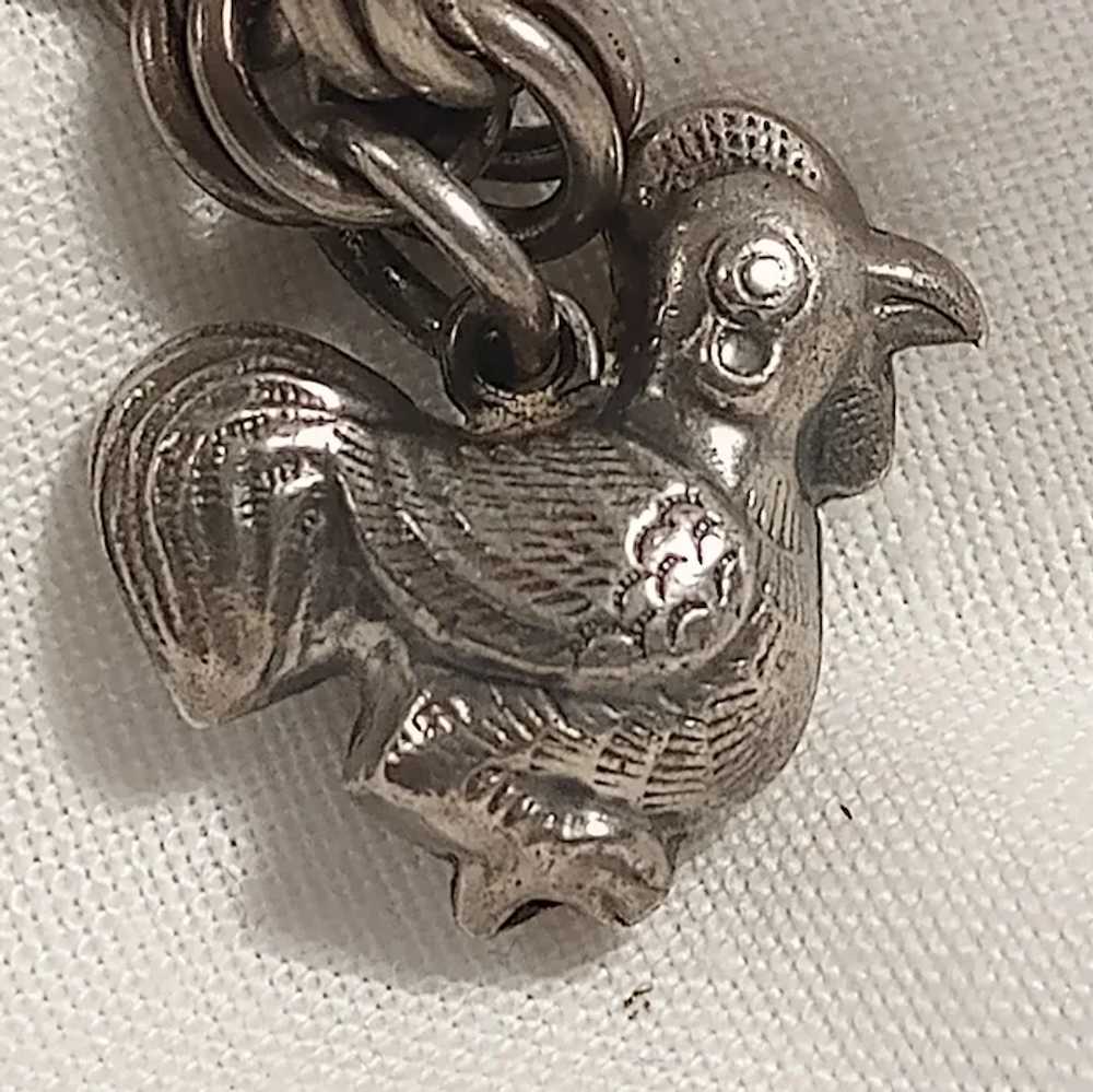 Chinese sterling silver charm bracelet carved jad… - image 3