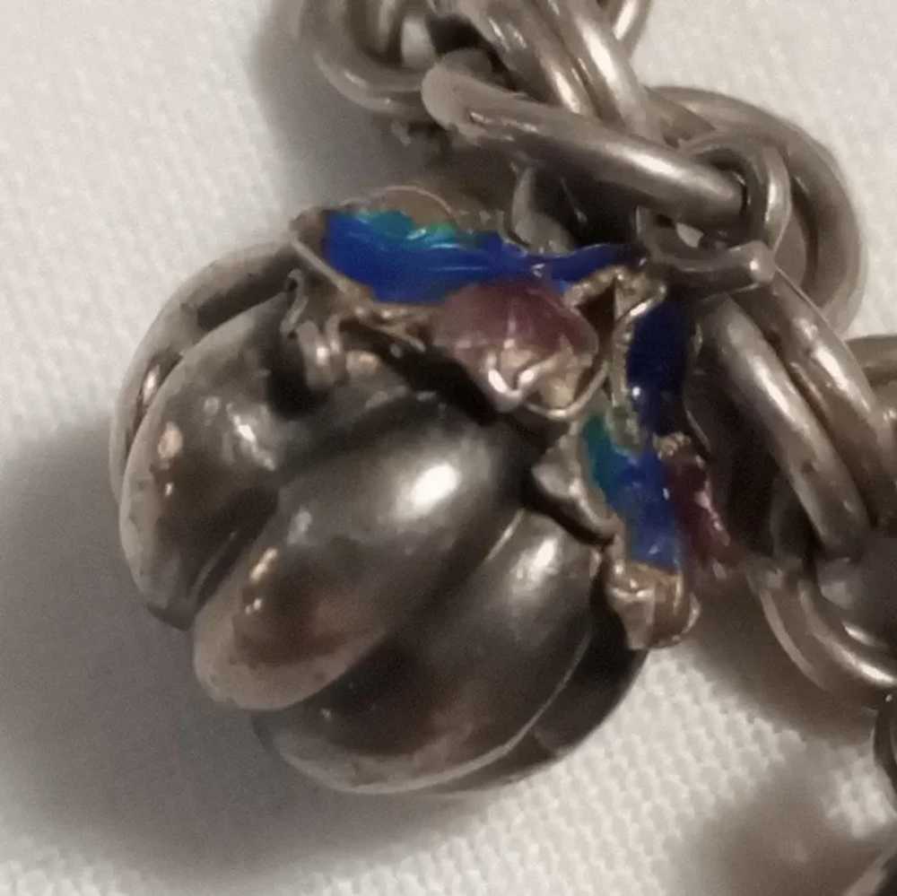 Chinese sterling silver charm bracelet carved jad… - image 7