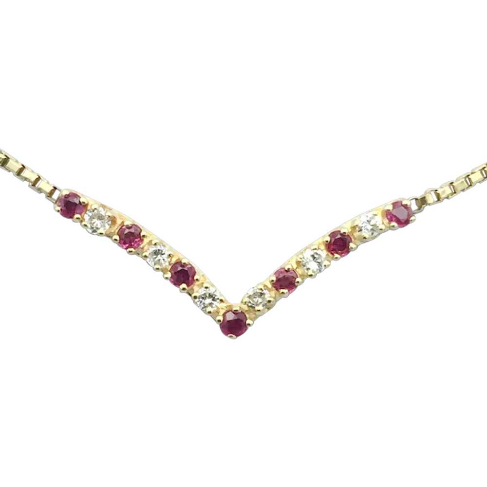 14KY Ruby Diamond Pendant with 16'' Necklace - image 1