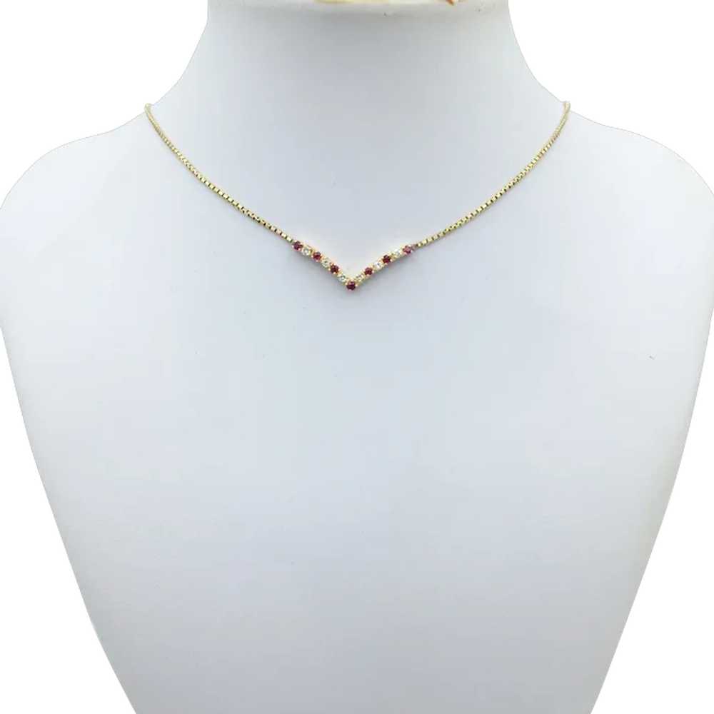 14KY Ruby Diamond Pendant with 16'' Necklace - image 2