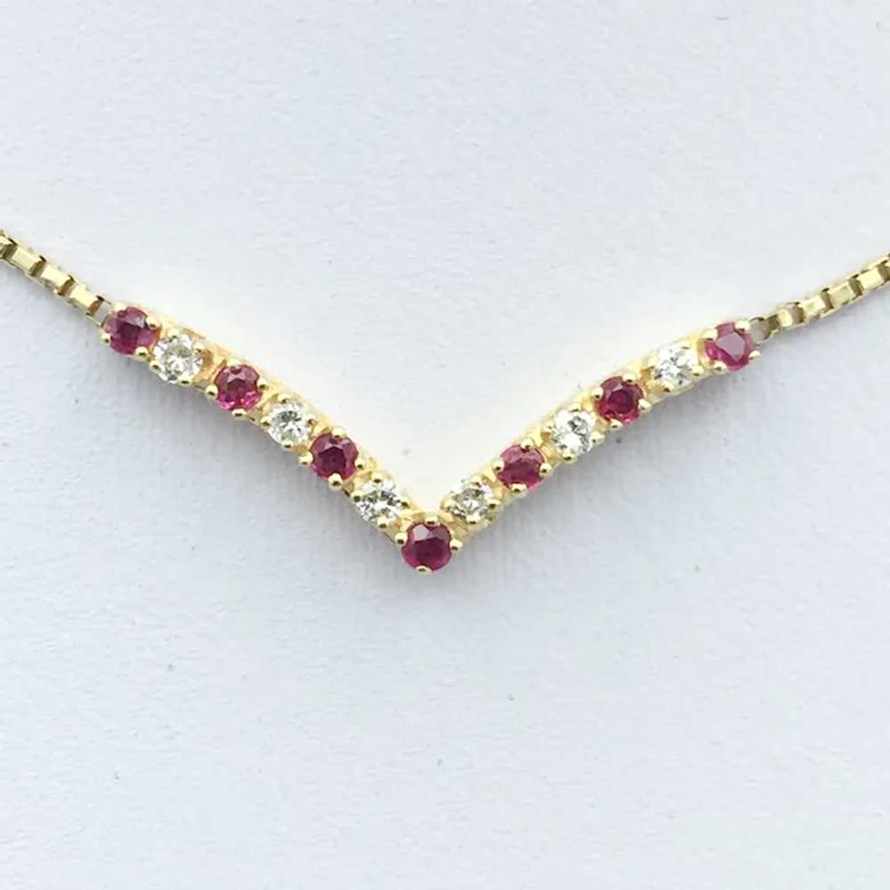 14KY Ruby Diamond Pendant with 16'' Necklace - image 3