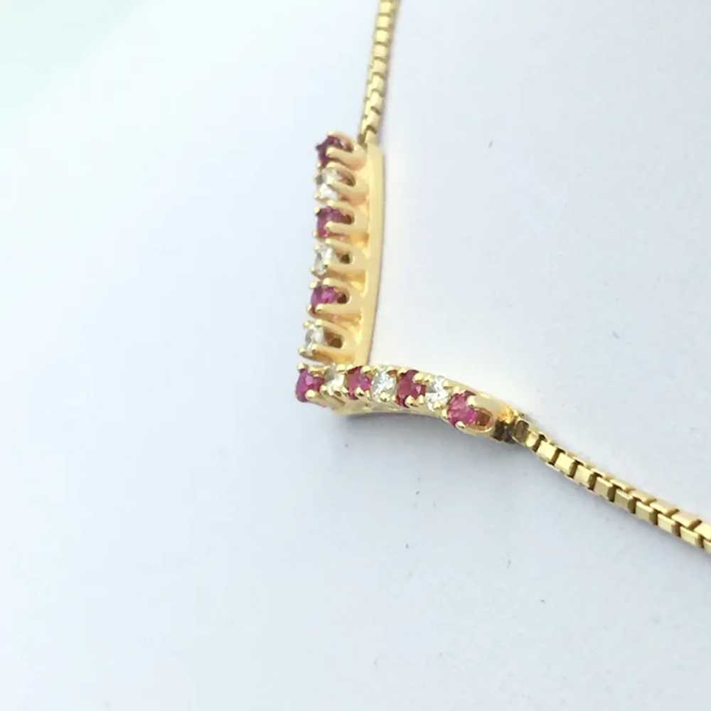 14KY Ruby Diamond Pendant with 16'' Necklace - image 4