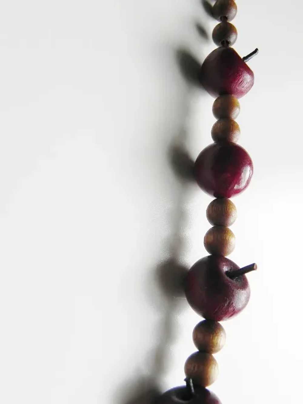 Vintage Wooden Apple Necklace \ Wood Bead Necklac… - image 5