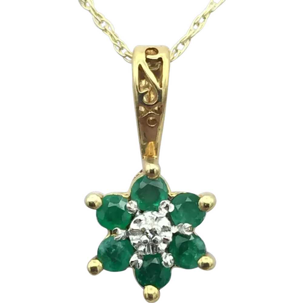 10KY Emerald Pendant with 18'' Necklace - image 1