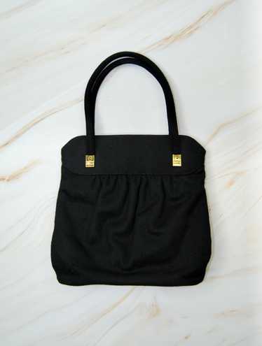 1950s 1960s Black Wool Winter Handbag