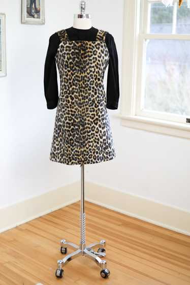 Vintage 1960s Faux Fur Leopard Print Mod Jumper - 