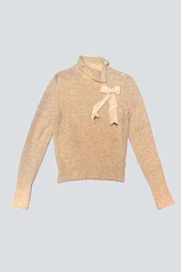 Vintage Bow Mockneck Sweater - Beige